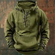 Men's Hoodie Black Pink Army Green Blue Khaki Hooded Plain Drawstring Front Pocket Sports Outdoor Daily Holiday Streetwear Basic Casual Spring Fall Clothing