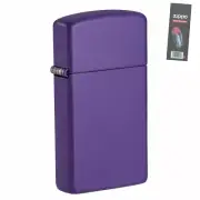 Zippo 1637 Slim Purple Matte Windproof Pocket Lighter + FLINT PACK