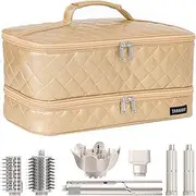[ZRRAJOY] Double Layer Storage Case For Shark Flexstyle, Travel Carrying Case For Shark 430/440 Flexstyle, Organizer Bag For Shark Flexstyle/Dyson Airwrap Styler Attachments, Gold, Travel Case