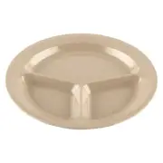 G.E.T. CP-532-S Supermel Sandstone Melamine 11" dia. 3-Compartment Plate
