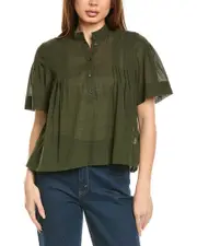 FRAME Denim Pleated Blouse