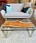 Epoxy Resin Table, Natural Wood Table, Handmade Dining Table, Live Edge Table.