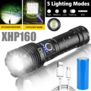 Rechargeable XHP160 Super Bright Flashlight Torch LED Handheld Flash Work Lamp