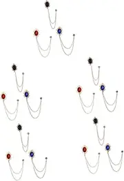 [DEARMAMY] Sets Men's Suit Lapel Pin Collar Chain Gemstone Brooch Tie Pin for Stylish Dad's Present Pcs