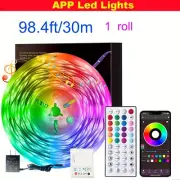 100ft LED Strip Lights RGB Music Sync APP Bluetooth for Rooms TV Bar Remote USA