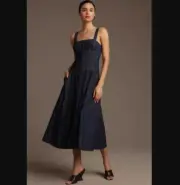 New women's 6 Maeve x Anthropologie button-front corset denim dress