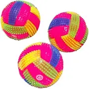 3pcs Pet Dog Puppy LED Light Up Flashing Play Toys Bounce Rubber Spiky Dog Toys Interactive Chew Ball