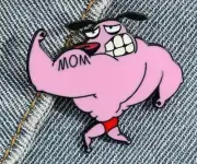 Courage the Cowardly Dog enamel pin - cartoon muscle funny - FREE SHIPPING