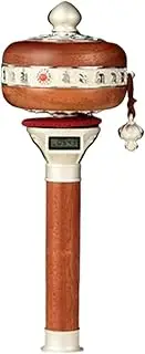Hand Cranking buddhist prayer wheel Hand Held Prayer Wheel Cranking buddhist prayer wheel Alloy Tibetan Buddhism Six Words Mantra(White)