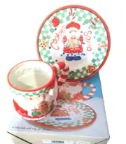 Santa Clause Cookie Plate & Mug with Box Christmas Decorations Vintage