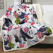 Floral Pandas Throw Blanket