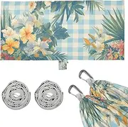 Tropical Style Blue Plaid Flower Leaves Camping Hammock Tree Hammock for Indoor Outdoor Patio