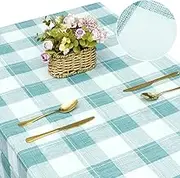 Table Cloth Rectangle Checkered Table Covers Waterproof Oil Proof PVC Gingham Tablecloth Decorative Picnic Tablecloth Reusable Large Table Cover for Dining Picnic 137×220cm (Blue)
