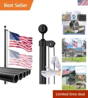 14 Gauge Flag Pole for Outside In Ground - 25 FT Heavy Duty Flagpole Kit for ...