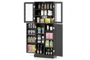 Giantex Modern Kitchen Pantry Storage Cabinet w/Shelves Buffet Sideboard Black