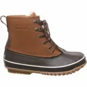 NIB~ BEARPAW ESTELLE ~ TAN ACTION LEATHER WOOL SHERPA LINED DUCK BOOTS ~ SZ 8M