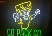 Green Bay Packers Go Pack Go Cheesehead 20"x16" Neon Light Sign Lamp Man Cave