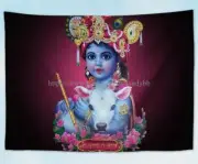 wall decoration Baby Krishna with flute cow tapestry cloth poster
