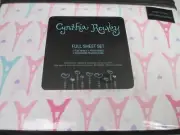 Cynthia Rowley Kids 4pc White Pink Purple Eiffel Tower Hearts Sheet Set - Full