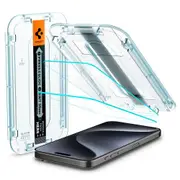 SPIGEN iPhone 15 Pro Screen Protector, 6.1 2023 Genuine EZ Fit Tempered Glass 2PCS for Apple