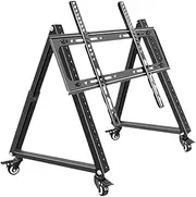 STARTIST Low Height Mobile TV Stand, Adjustable Angle Mobile TV Cart, Multifunctional Floor Stand Monitor Cart for Exhibition Home, 32 inch to 70 inch
