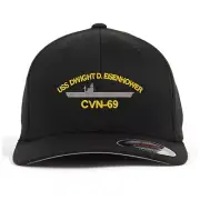 Uss cvn-69 embroidered stretch flex fit baseball cap (size S/M, L/XL, XXL)
