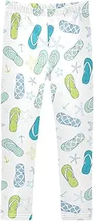 [Joisal] Summer Flip Flops White Girls Legging, Suitable for Yoga Pants Girls, Kids Legging, 4-10T