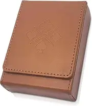 Luck Lab Single Deck Leather Playing Card Case/Holder - Brown - Fits Poker and Bridge Size Cards