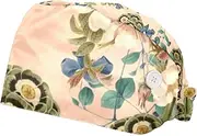 [WOSHJIUK] Working Hat 2 Pack Scrub Caps for Women,Retro Spring Floral,Tie Back Cap Adjustable Scrub Hat