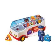 Playmobil Licensed 1.2.3 Airport Shuttle Bus With Four Figures Model Toy Set