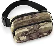 [QWNMD] Fanny Pack Asian Elephant with Tree Printed Waist Cinching Bag Hip Bag Lightweight Belt Bag for Travel Sports Hiking Running, Asian Elephant with Tree, 7.9 X 5.1 in