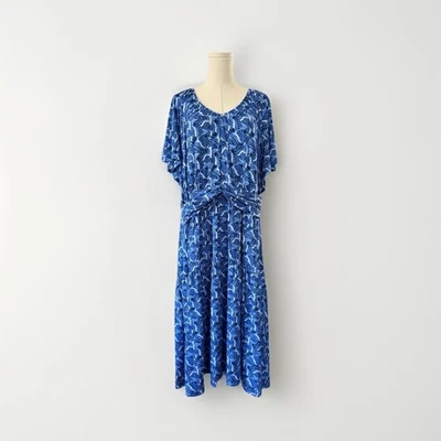 Lane Bryant Drop Waist Midi Dress NWT Plus 22/24 Blue Floral 1920s 20s Cottage