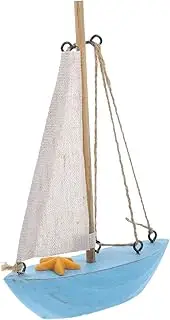 HOMSFOU Mediterranean Wooden Sailboat Model Nautical Boat Decoration Creative Retro Design for Home Office Bedroom Lightweight Safe Material Table Accent