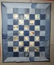Blue Jean Denim Cowgirl/Cowboy Quilt Crazy Patch Hearts Artisan Crafted 53.5x65