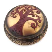 NEW Tree of Life Resin Trinket Box 4.5" Round Ring Dish with Lid