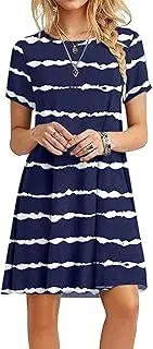 [AUSELILY] Women's Casual Plain Simple T-Shirt Loose Dress