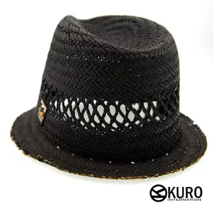 KURO-SHOP黑色系藤編羽量草帽紳士帽