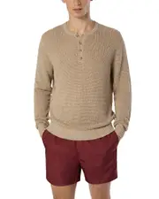 Onia Linen Textured Knit Henley Sweater