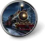 [FZMVSQH] Christmas Train Printed Round Button Pin Badges Metal Pinback Buttons 1 Inch Pins for Hat Shirt Clothing Bags Decoration, Circular, Aluminum, Circular, Aluminum