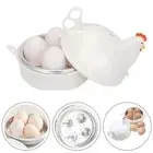 Egg Cooker Plastic White 13.5*14*14cm Egg Cooker Microwave Oven Cooker Egg