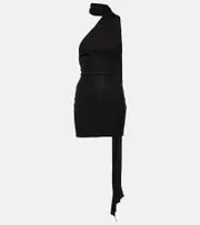 [Alex Perry] Alex Perry Scarf-detail open-back jersey minidress AU 14 black
