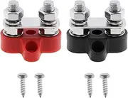 2PCS M8 Terminal Stud 5/16'' Dual Studs Battery Junction Block Positive Negative Power Distribution Post for 12V?48V Trucks Trailers Ships Industrial Equipment