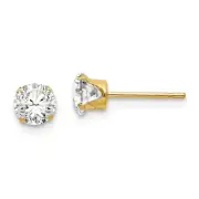 14K Yellow Gold 5.25mm CZ Stud Earrings Push Back Madi K Children's Jewelry