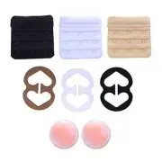 Bra Extender 3 Hook Clip – 6 Pc Set Bundle Nipplecovers 3 Extenders 3 Strap Clip