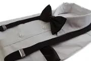 Mens Dark Brown 100Cm Suspenders & Matching Bow Tie & Pocket Square Set