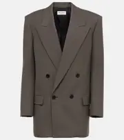 [Saint Laurent] Saint Laurent Double-breasted wool gabardine blazer UK 12 grey