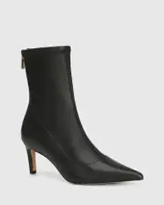 Preston Black Stretch Leather Ankle Boot
