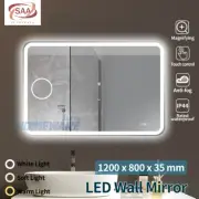 1200x800mm Touch LED Lighted Make-up Wall Mirror Defog Clock Temperature Display