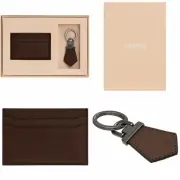 OROTON Harry Pebble Tag Keyring & CC Sleeve Gift Set Leather Cedar NWT Box