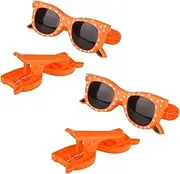 aoozleny Beach Towel Chair Clips 4 Pcs, Big Size Sunglasses Orange Plastic Lounge Chair Towel Clips, Pool Clips to Keep Towel from Blowing Away for Family Daliy Use